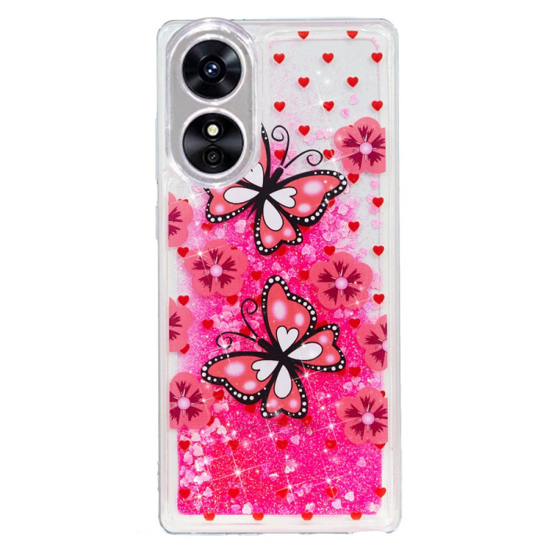 Fodral Oppo A17 / A17k Glitter Red Butterflies