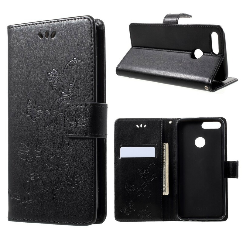 Honor 9 Lite Fjärilar och blommor Rem Case Honor 9 Lite Fjärilar och blommor Rem Case