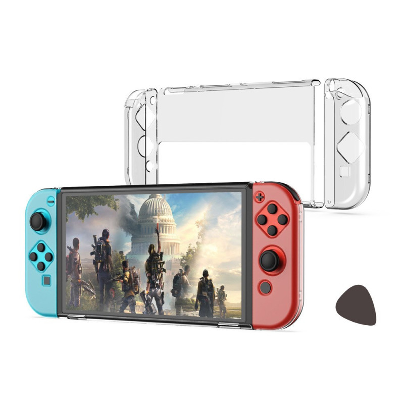 Fodral för Nintendo Switch OLED 3-i-1 Genomskinlig
 Avtagbar vänster/höger handkontroll och konsol DOBE