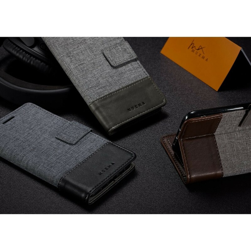 Sony Xperia XZ2 Muxma fodral med tyg- och lädereffekt Sony Xperia XZ2 Muxma fodral med tyg- och lädereffekt
