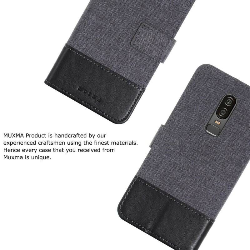 OnePlus 6 Muxma tyg- och läderfodral med lädereffekt