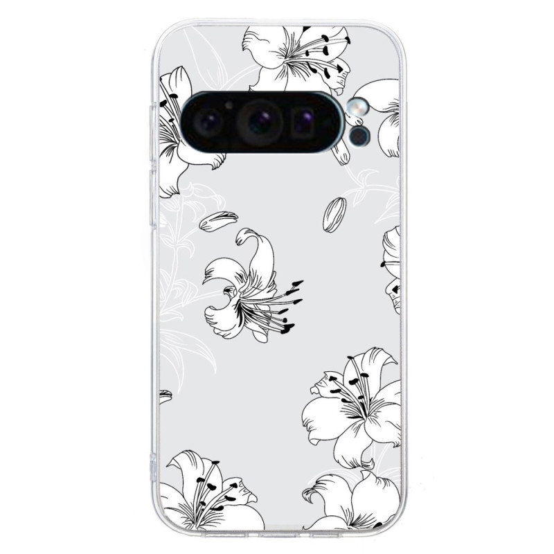 Google Pixel 9 Vita blommor Skydd