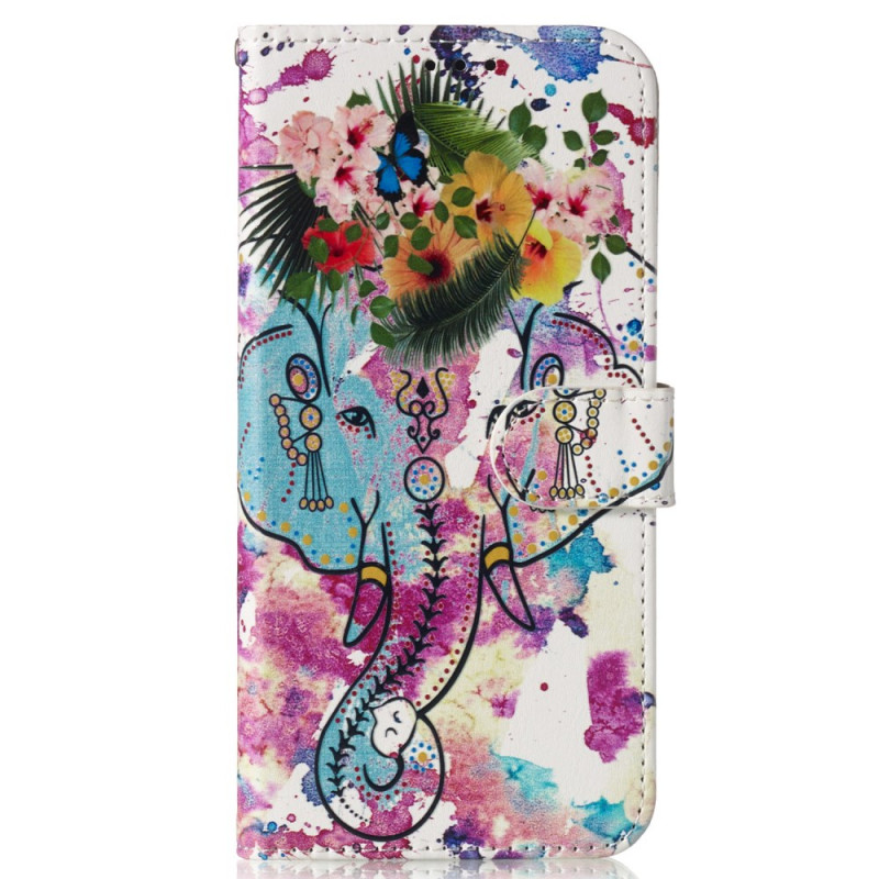 Samsung Galaxy S24 FE Fodral med blommor och elefanter