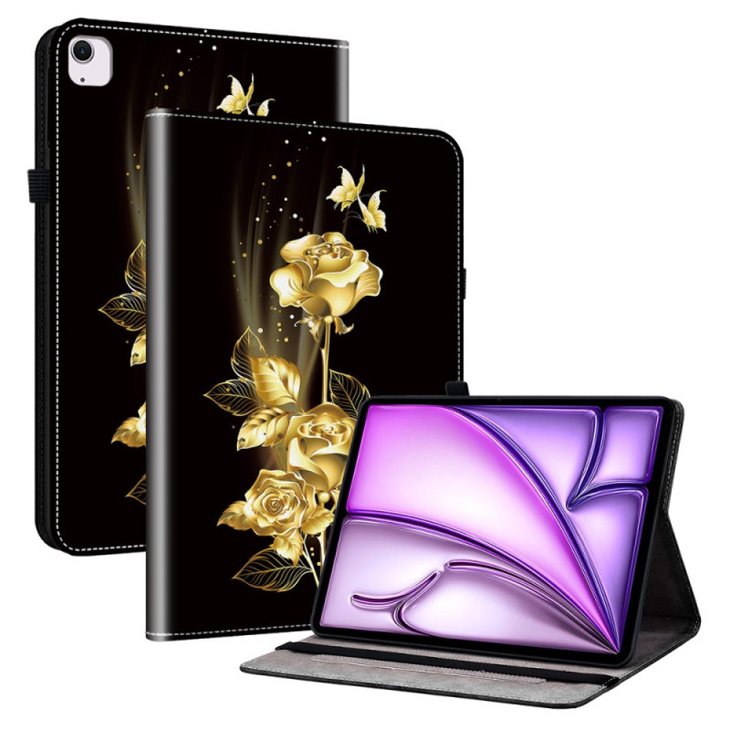 iPad Air 11 (2025) (2024) Guld och rosa Butterfly-fodral