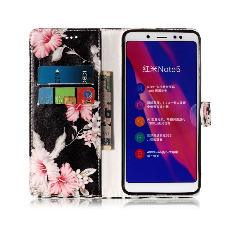 Xiaomi Redmi Note 5 Rosa blommar fodral
