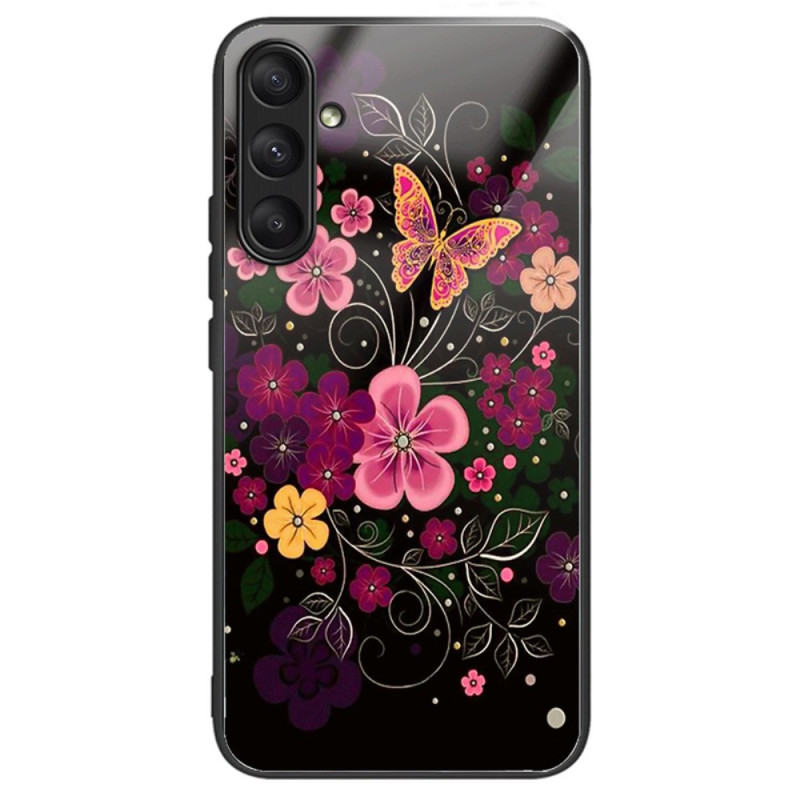 Samsung Galaxy A24 4G Fodral av härdat glas Blommor och fjärilar