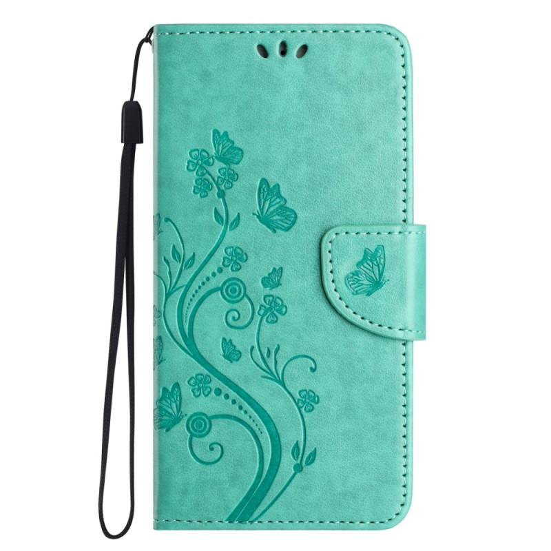 Xiaomi Redmi 14C / Poco C75 Fodral Blommor och fjärilar med rem