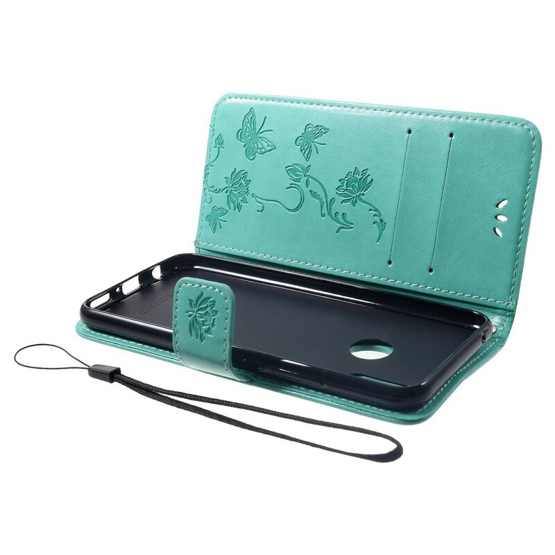 Väska Huawei P Smart Plus Fjärilar och blommor med band