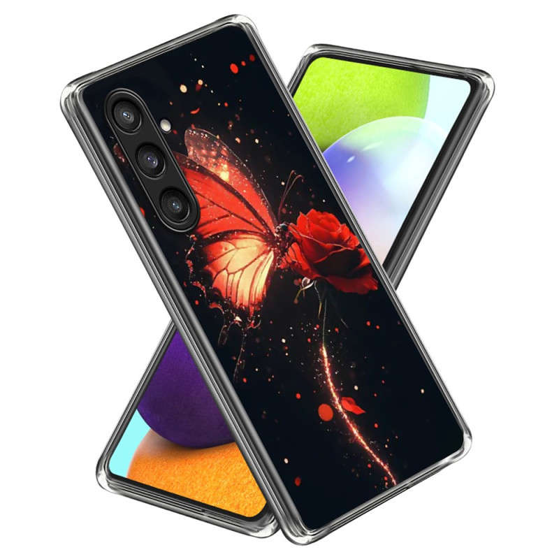 Samsung Galaxy A26 5G Butterfly Fodral Röd och Rosa