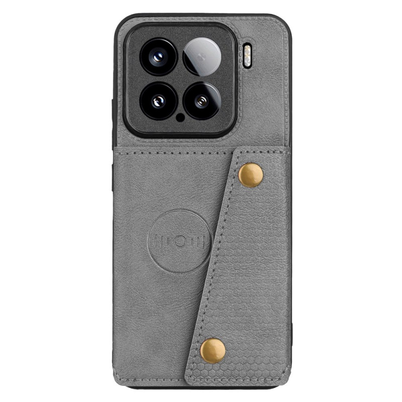 Coque Xiaomi 15 Effet Cuir avec Porte-cartes et Support