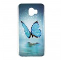 Samsung Galaxy J6 Butterfly fodral Blå Fluorescent