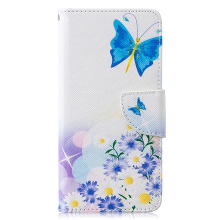 Samsung Galaxy S10 fodral med målade fjärilar och blommor