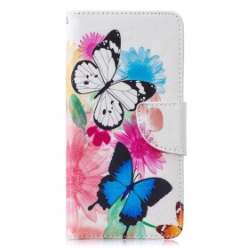 Samsung Galaxy S10 fodral med målade fjärilar och blommor