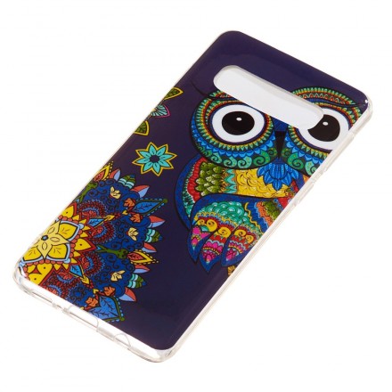 Samsung Galaxy S10 fodral Owl Mandala Fluorescent