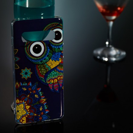 Samsung Galaxy S10 fodral Owl Mandala Fluorescent