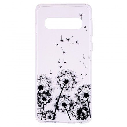 Samsung Galaxy S10 Plus genomskinligt fodral Black Dandelion