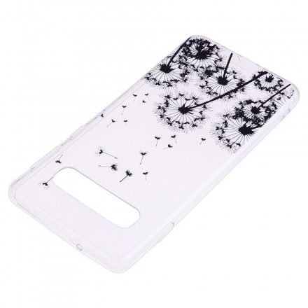 Samsung Galaxy S10 Plus genomskinligt fodral Black Dandelion