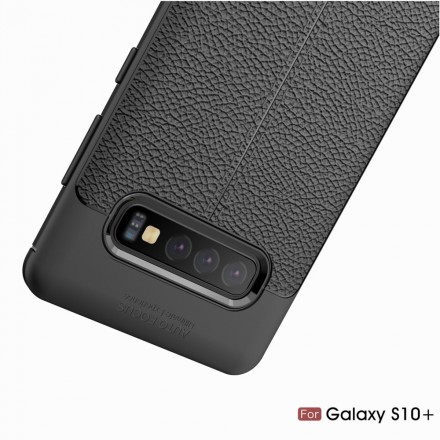 Samsung Galaxy S10 Plus läderfodral Lychee Effekt Double Line