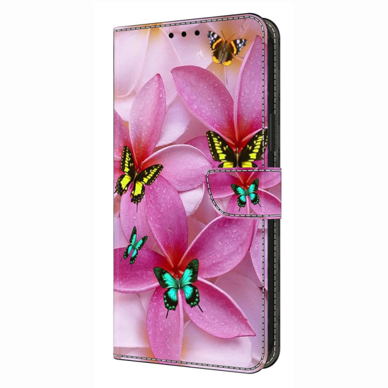 Xiaomi Redmi Note 14 Pro 4G Fodral Rosa blommor och fjärilar
