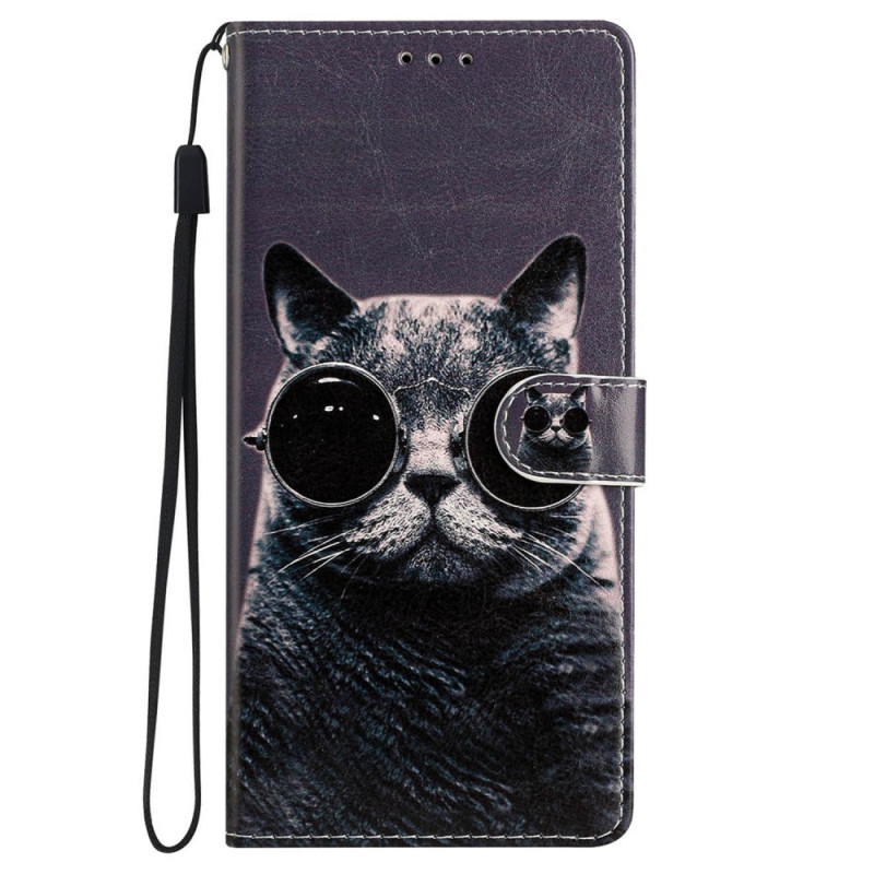 Fodral Oppo A60 4G Cat med glasögon