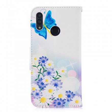 Täck Honor 10 Lite / Huawei P Smart 2019 Målade fjärilar och blommor
