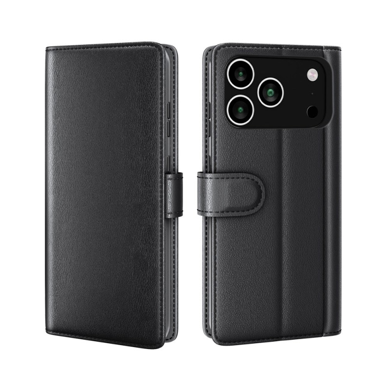 Housse iPhone 17 Pro Portefeuille Cuir Véritable