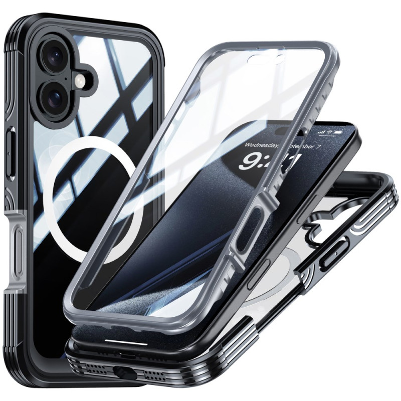 Magnetiskt iPhone 16-fodral med skärmskydd i härdat glas
