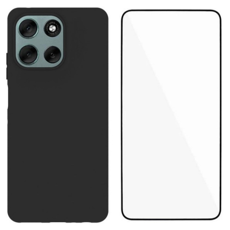 Moto G56 5G Silikonfodral med skärmskydd av härdat glas