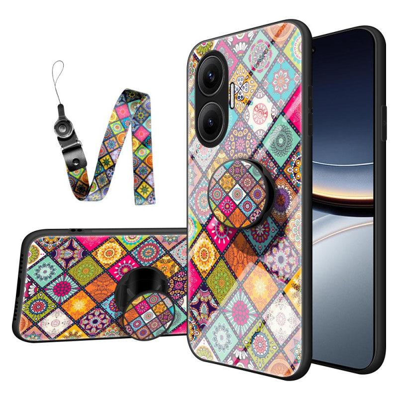 Poco F7 Fodral Patchwork-stöd och rem