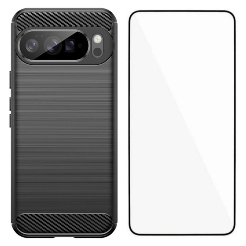 Google Pixel 10 Pro XL Fodral i borstad kolfiber med skärmskydd