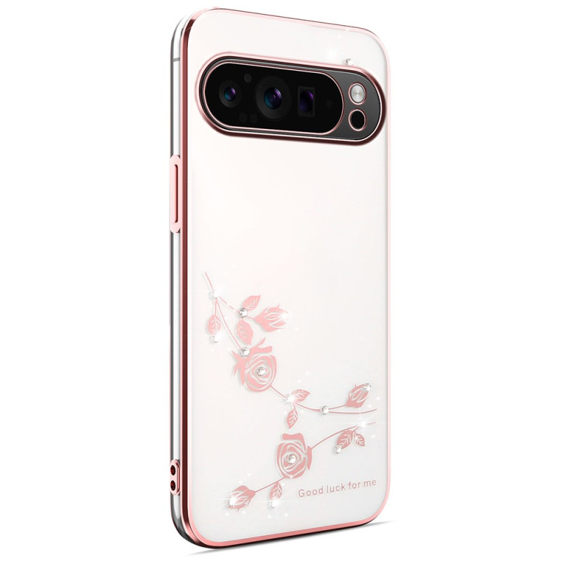 Google Pixel 10 Pro XL Omslag med dekor av blommor och strass