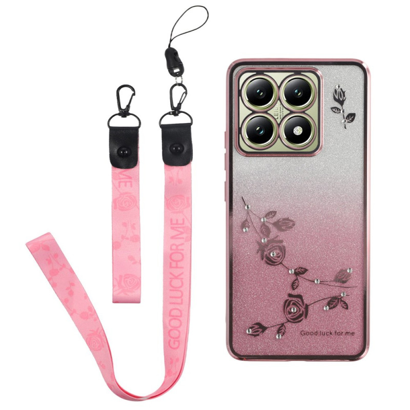 Xiaomi 14T Blommor och strassband Fodral KADEM