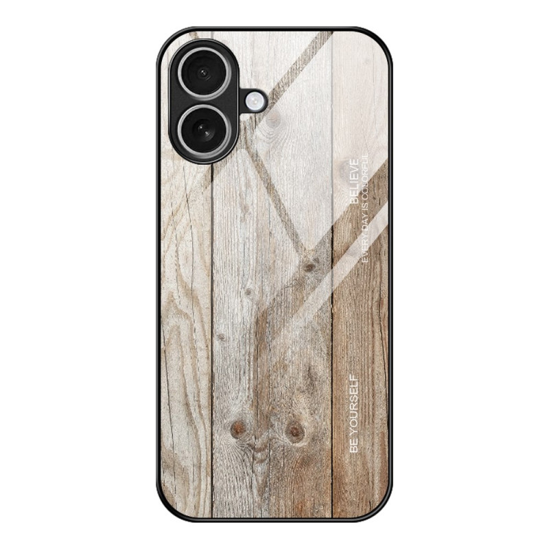 iPhone 17 Fodral av härdat glas med träeffekt