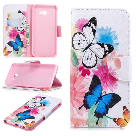 Samsung Galaxy J4 Plus fodral med målade fjärilar och blommor