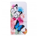 Samsung Galaxy J4 Plus fodral med målade fjärilar och blommor