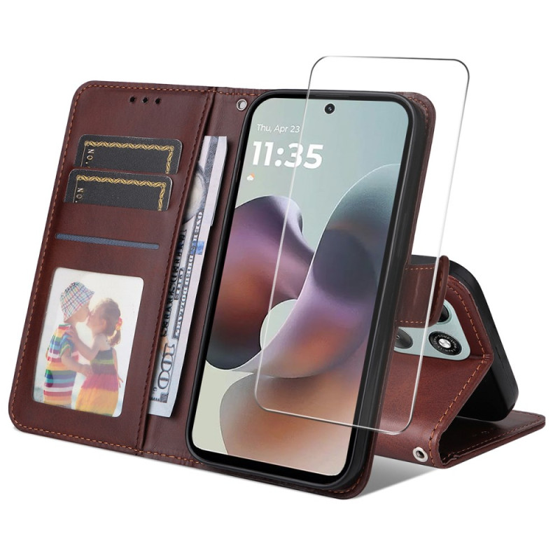 Moto G86 5G / G 86 Power 5G Fodral i konstläder med skärmskydd