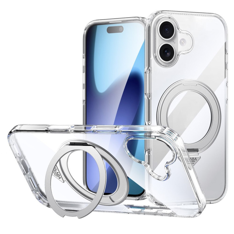 Kristallklart iPhone 17-fodral med stativ