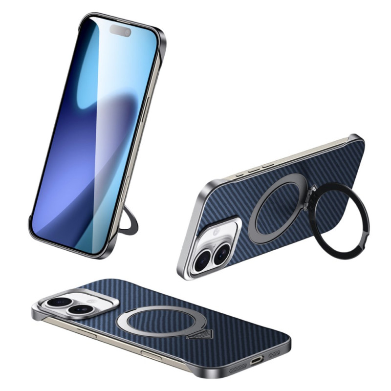 MagSafe Kompatibelt iPhone 17-fodral med lädereffekt och stativ