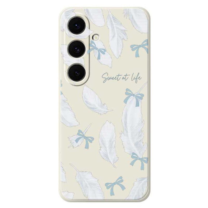 Samsung Galaxy S25 FE Silikonfodral Vita fjädrar