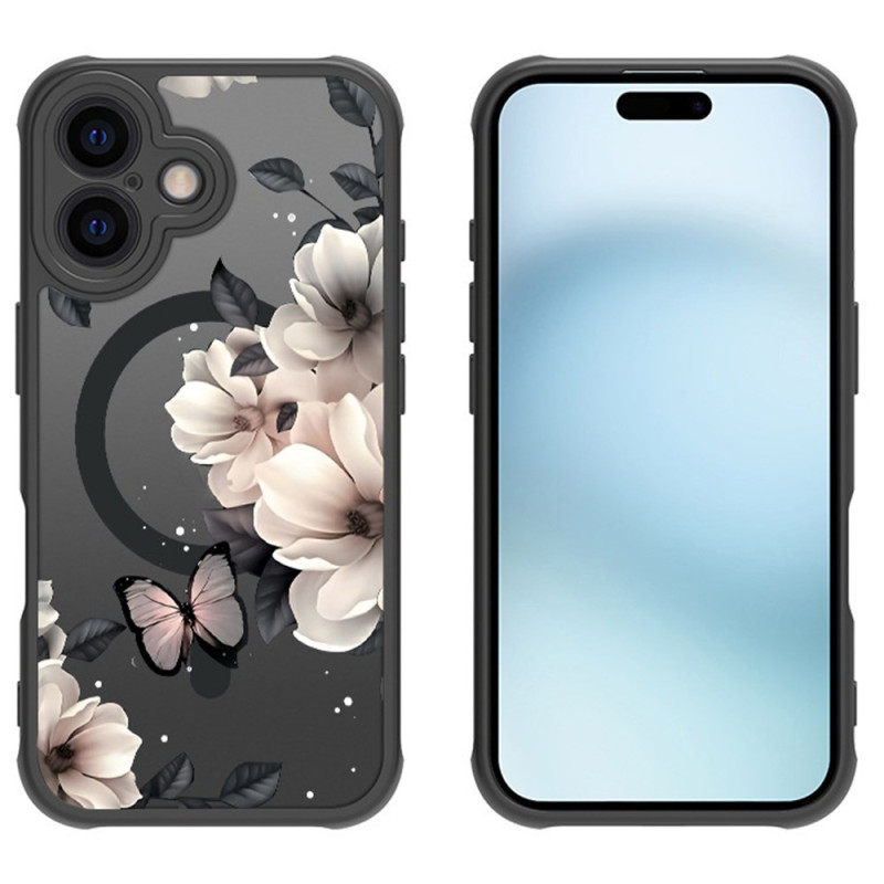iPhone 16 Plus Magsafe-fodral Blommor och fjärilar