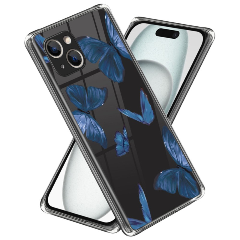 Fodral iPhone 15 Plus Blå fjärilar