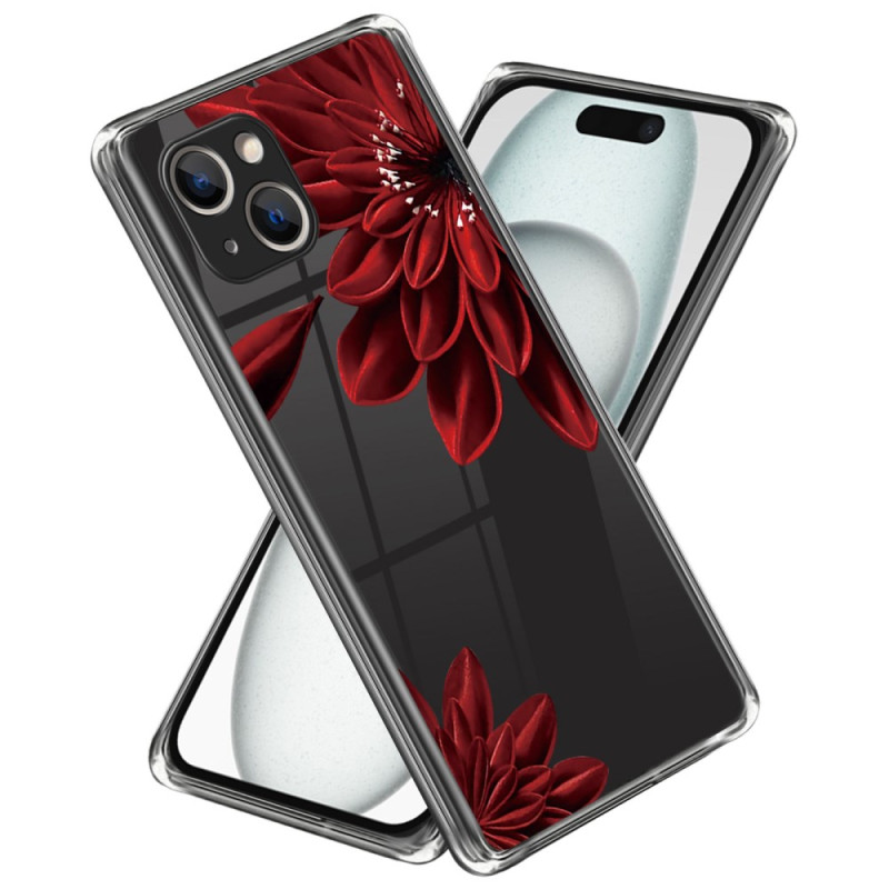 iPhone 15 Plus Fodral Floral Design Röd
