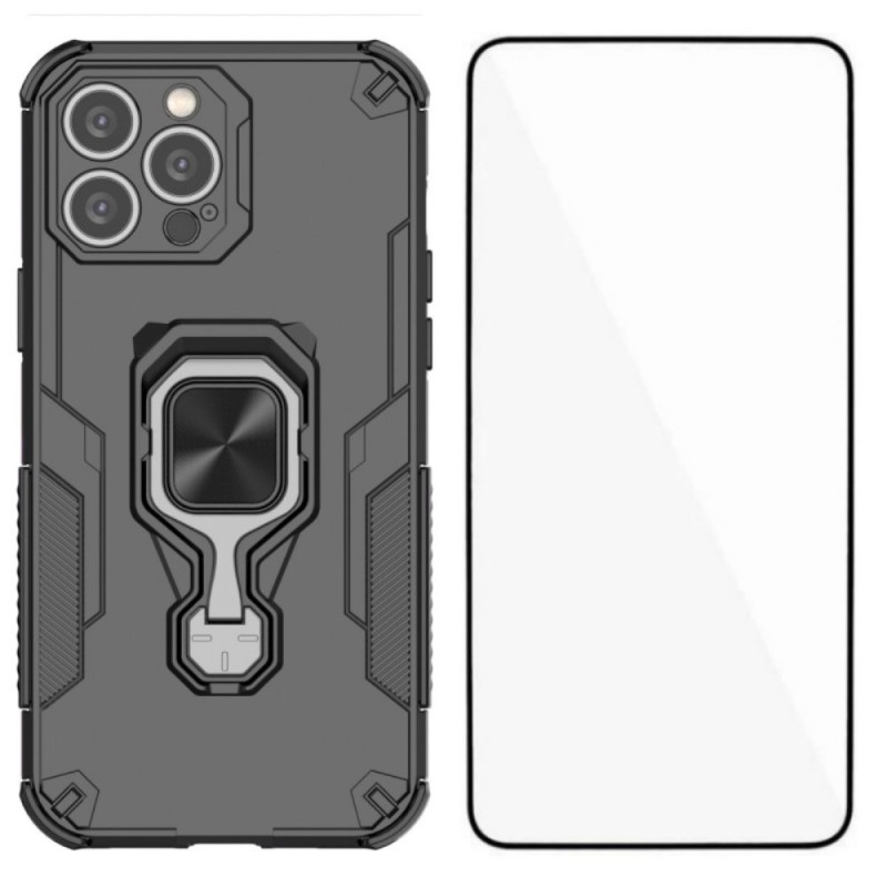 Ultraresistent iPhone 14 Pro-fodral med stativ och skärmskydd