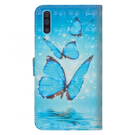 Samsung Galaxy A50 fodral Flygande blå fjärilar
