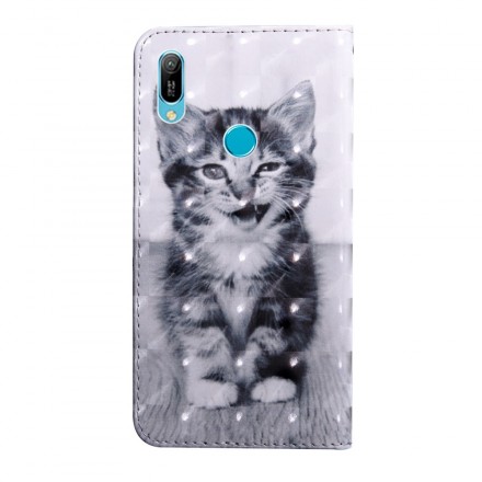 Fodral Huawei Y6 2019 Cat Black and White