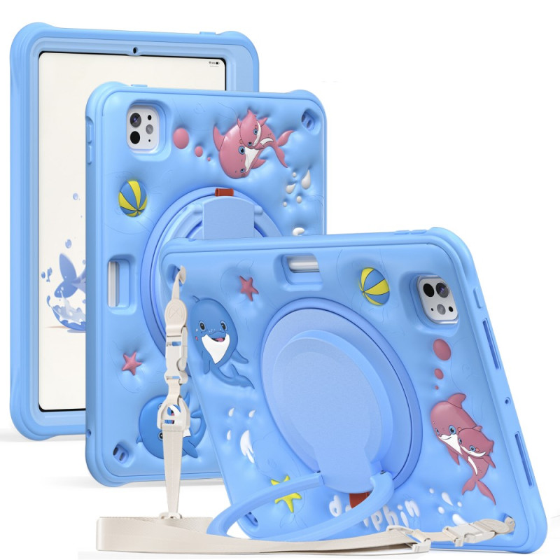 iPad Pro 11 (2025) / 11 (2024) Fodral med axelrem och Dolphin-design