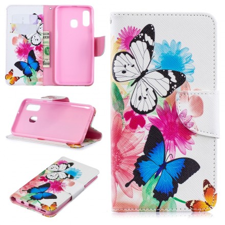 Samsung Galaxy A40 fodral Fjärilar och blommor målade