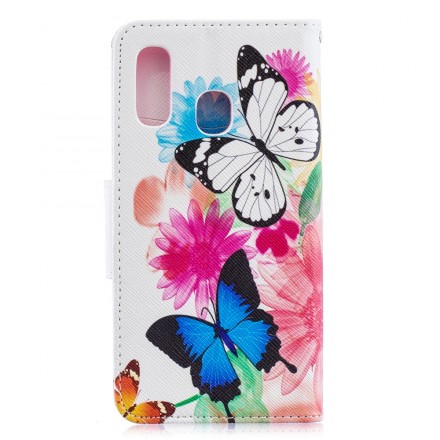Samsung Galaxy A40 fodral Fjärilar och blommor målade