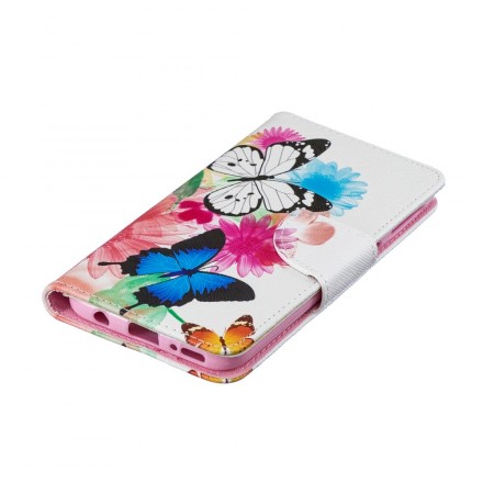 Samsung Galaxy A40 fodral Fjärilar och blommor målade