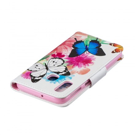 Samsung Galaxy A40 fodral Fjärilar och blommor målade